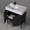 Black Bathroom Vanity With Marble Design Sink, Modern, Free Standing, 32